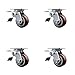 Polyurethane on Polyolefin Swivel Caster w/Main. Free Bearings Set of 4 w/4" x 2" Maroon Wheels - Includes 4 Swivel w/Total Lock Brakes - 2400 lbs Total Capacity - Service Caster Brand