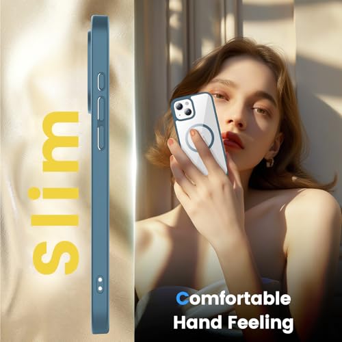 Temdan for iPhone 13 mini & 12 mini Case Clear with Screen Protector, Compatible with Magsafe, Anti-Yellowing, Military-Grade Protection, Shockproof Slim Magnetic Phone Case Cover, Clear Blue by Temdan - Image 5