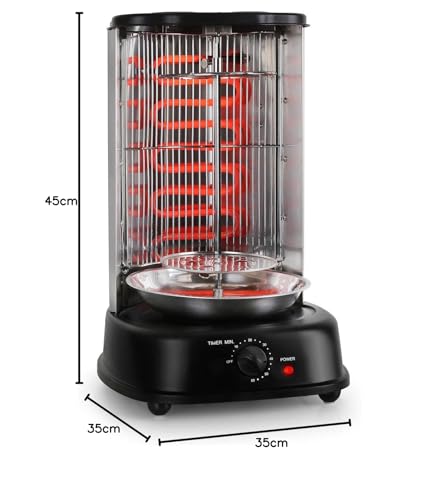 oneConcept Kebap Master - Dönergrill, Hähnchengrill, Gyrosgrill, Vertikalgrill, Drehgrill mit Drehspieß, Elektro-/ Tischgrill für zu hause, max. Leistung: 1800 Watt, schwarz – Bild 7