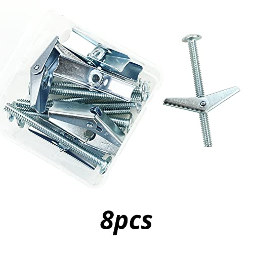 HASWARE Wing Spring Toggle Bolt Zinc Plated Steel and Wing Nut for Hanging Heavy Items on Drywall (1/4" x 3",8 Pcs) - Image 3