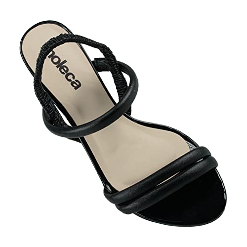 Sandália Moleca Tiras Feminino, Preto, 35