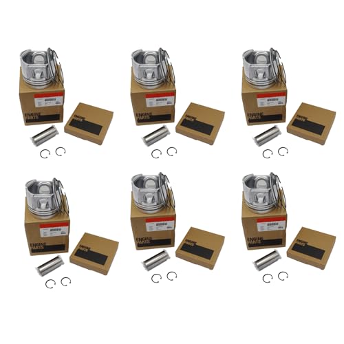 6-Set Piston & Rings Kit 119775-22160 119770-00250 11977522160 11977000250 Compatible for Yanmar 6LPA-STP2 4LHA-STP 6LYA-STP 6LY3-UTP Engine