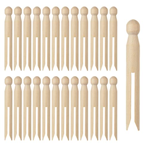 LOLYSIC 100 Pcs Dolly Pegs, 11cm Natural Wooden Dolly Pegs for Washing Lines, Vintage Dolly Wooden Clothes Pegs for Washing Line Hanging Clothing Crafting DIY