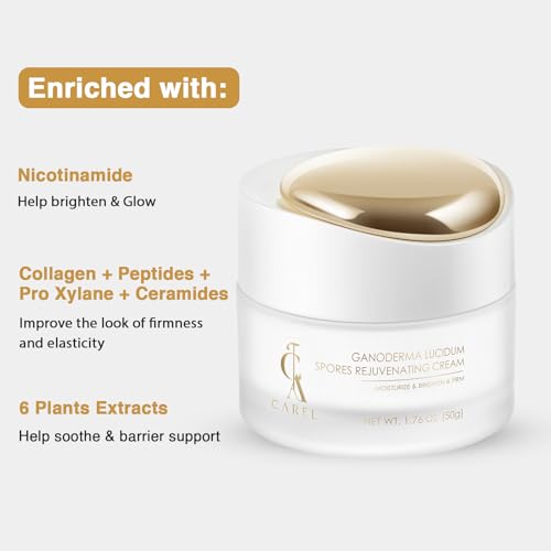 CA CAREL Brightening Face Cream, Ganoderma Peptides Rejuvenating Moisturizer with Collagen, Hyaluronic Acid, Niacinamide for Radiant Booster, Hydrating, Firming Skin — view 5