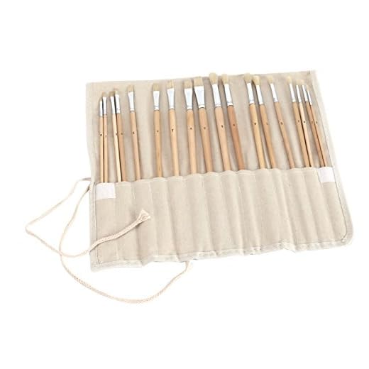 Exerz CF-03 Artist Set Completo de 18 Pinceles Premium – Mango Largo – para Oleo, Acrílico, Pintura Corporal y más – Calidad Profesional y Pinceles Duraderos con Estuche Enrollable de Lona