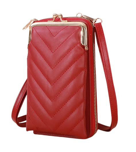 MOCA Girls Women's wallet sling bag for with Mobile Cell Phone holder Pocket Wallet Hand Purse Clutch Crossbody Sling Bag with Mobile Phone wallet for Women Womens Girls (019P, Red)-picture-39