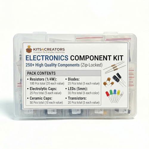 Image of Electronics Component Kit, 250+ Components, Resistors, LEDs, Capacitors, Diodes, Transistors
