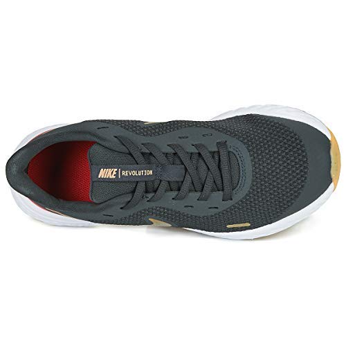 Nike Kids Revolution 5 PS Smoke Grey University RED Gold Size 13.5