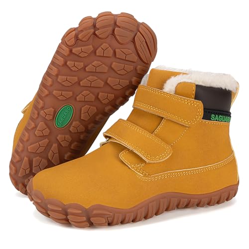 SAGUARO Winter Barfußschuhe Kinder Warm Gefütterte Winterschuhe...