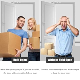 Chiudiporta Automatico Idraulico con Fermo Tenere Aperto Chiudiporta a Molla Regolabile, Tampone Chiuso uso Commerciale e Domestico Certificazione EN1154 Lega di Alluminio (MEDIUM MAX 70 Kg)