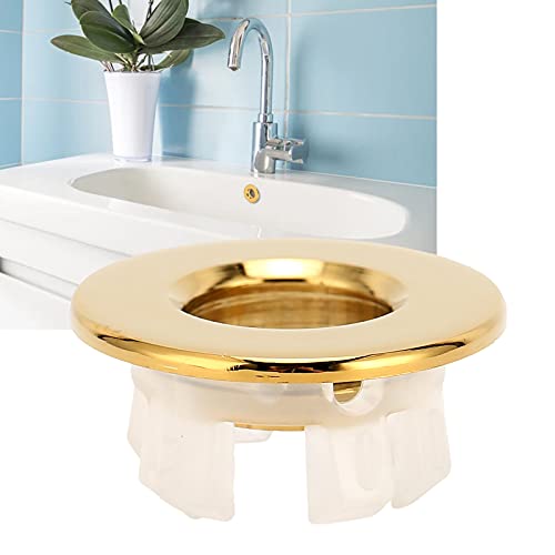 MOUMOUTEN Spülbecken-Überlaufringe – universelle Spülbecken-Überlaufabdeckung, Messing, runde Spülbecken-Überlaufringe, Einsatz in Loch-Ersatzteilen(Gold)