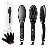 Veru ETERNITY Hair Straightening Brush, Ionic Ceramic Heat Brush with LED Display, Fast MCH Heated, Straightening Tangle &Frizz Hair and Beard