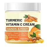 gcdat Turmeric & Vitamin C Hand Foot Cream with 30% Hyaluronic Acid - Anti Cracking Foot Cream Intense Moisturizing Vitamin C Lotion Softens and Nourishes Dry, Cracked Heels & Hands- 8.82 Oz