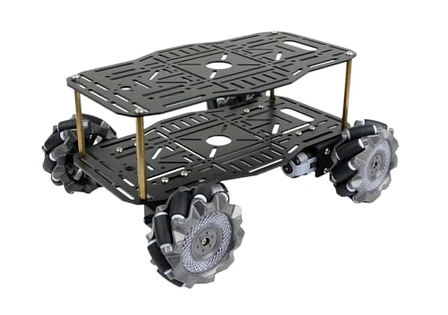 Châssis robot roue Mecanum avec moteurs 4WD TT et plateforme double couche en alliage d'aluminium