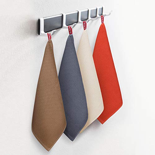 Homaxy 100% Cotton Waffle Weave Kitchen Dish Cloths, Ultra Soft Absorbent Quick Drying Dish Towels, 12x12 Inches, 6-Pack, Dark Grey