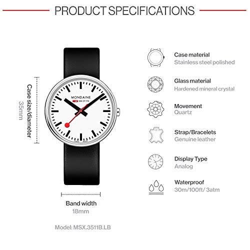Mondaine Women's Msx.3511B.lb Sbb Analog Display Swiss Quartz Black Watch #TOP2
