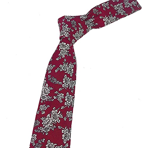 Image of Mantieqingway Men's Cotton Floral Neck Tie 2.56'' Printed Skinny Tie