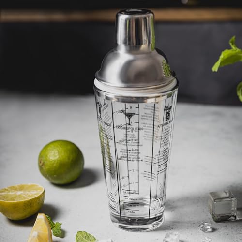 Coctelera de cristal graduada Klausberg de 400 ml con guías de mezclas 5