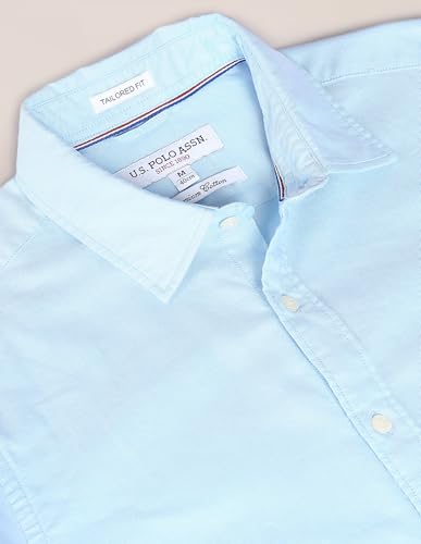 Image of U.S. Polo ASSN. Men's Solid Spread Collar Premium Cotton Oxford Tailored Fit Shirt