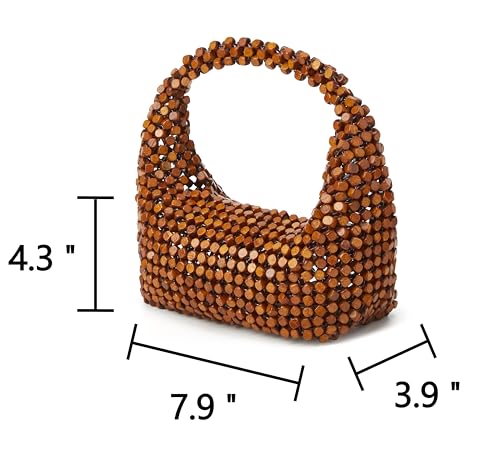 Bolso bandolera pequeño con cuentas de madera blanco miniatura 7