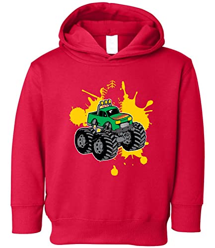 Wild Bobby Green Monster Truck with Firey Flames Cars and Trucks Toddler Pullover Fleece Hoodie3