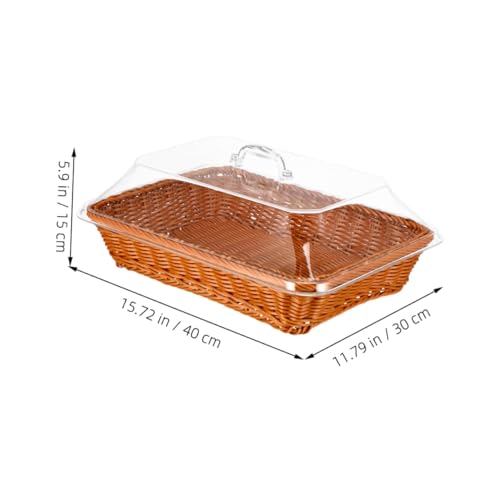 Cesta de ratán con tapa de 40x30x15 cm para cocina y picnic 3