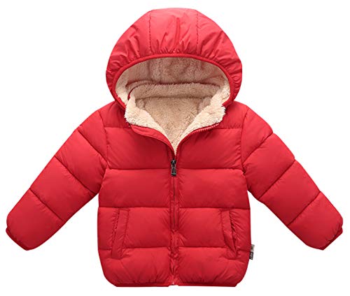 Happy Cherry Toddler Snowsuit Soft Thick Jacket with a Removable Hooded Zipper Clothing Red Large