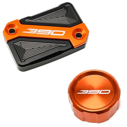 ZEXDDI Fit For K-T-M 390 Adventure 250 ADV DU-KE 390 Duk 125 200 250 2013-2023 RC 125 200 250 390 CNC Motorcycle Rear and Front Brake Fluid Reservoir Cover Cap (Orange)