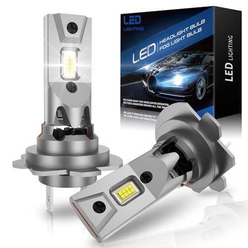 SHINYY H7 LED Headlight Bulbs, Upgraded 22000LM 100W 6500K White 12V 500% Brighter Canbus Error Free LED H7 Car Headlights with Fan H7 Low Beam High Beam Lamps, Replace Halogen & Xenon Lights, 2PCS