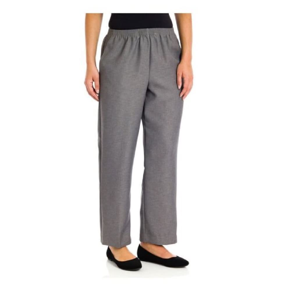 Alfred Dunner Petites Pull-on Flat-Front Pants Gray 6P