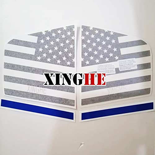 Image of Xinghe for Dodge Charger 2011-2022, Rear Side Window American Flag Decals, 2pcs Matte Black USA Flag Decal for Truck Back Window, Waterproof Vinyl, Durable and Easy Remove Truck Decal (For Dodge Charger 2011-2022, Matte Black Thin Blue Line)