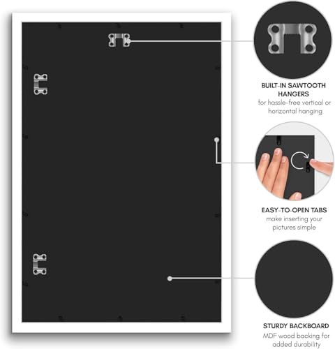 Americanflat 16x24 Poster Frame with Polished Plexiglass - White Picture Frame - Wide Photo Frames Made of Engineered Wood for Vertical or Horizontal Wall Display - Epic Collection - White