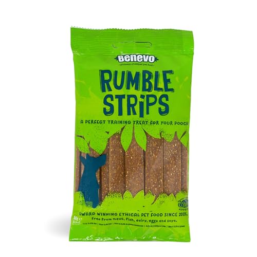 Benevo Vegane Hundekauartikel (20 Stück, 180 g), leicht zu zerreißen und zu teilen, kaltgepresste Trainings-Leckerlis, frei von Fleisch, Milchprodukten und Soja, vegetarisch, hypoallergen,