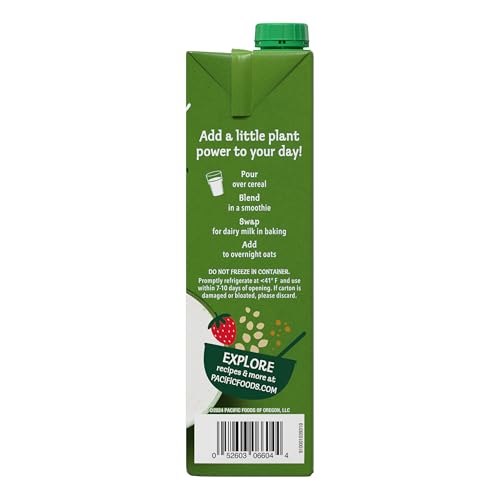 Image of Pacific Foods Unsweetened Vanilla Hemp Milk, Plant Based Milk, 32 oz Carton (Pack of 6)