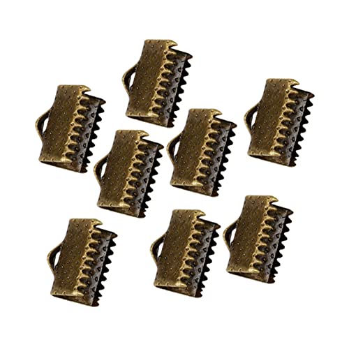 BELLIFFY Crimp Beads for Jewelry Making 100pcs 1cm Metal Plated Ribbon Ends Zipper Clips