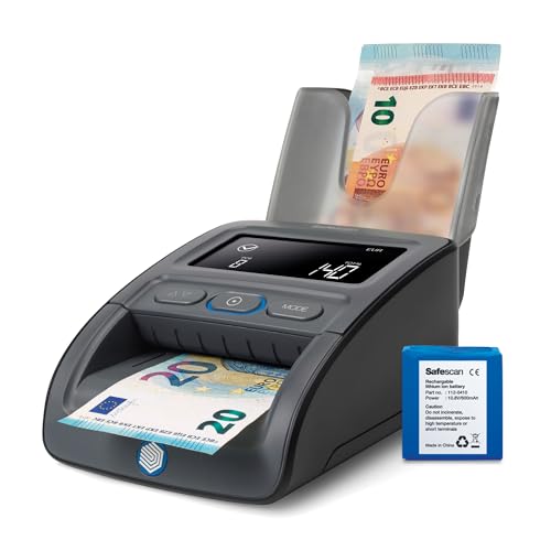 Safescan 155-S Complete autom. Geldscheinprüfer zur schnellen Überprüfung von Geldscheinen - Falschgeldprüfgerät mit 7-facher Echtheitsprüfung - 100% genaues Prüfgerät inkl. Akku & Banknotenstapler