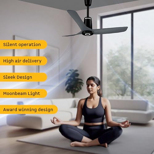 Image of atomberg Aris Contour Smart 900mm Voice Controlled BLDC Ceiling Fan with Remote |BEE 5 Star| Best-in-class Air Flow | Silent Operation| Designer Fan | Free Installation| 5 Year Warranty | Regent Grey