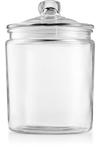 KooK Glass Storage Canister, Clear Jar, With Clear Glass Lid- 1/2 Gallon (Set of 2)
