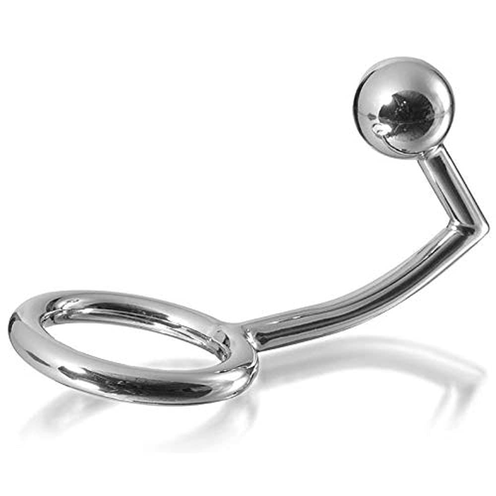 METAL HARD COCK RING INTRUDER WITH ANALBEAD 45MM