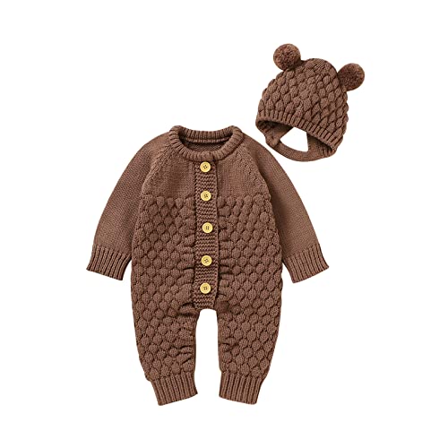 Image of Doisbetthsay Baby Sweater Romper Girl Boy Newborn Clothes Long Sleeve One-piece Jumpsuit Knitted Outfits For Fall Winter