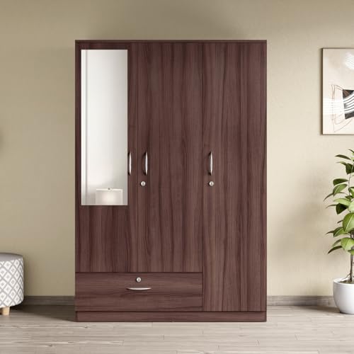 Image of Interio by Godrej Wardrobe, EWA 3-Door Engineered Wood Wardrobe with Mirror