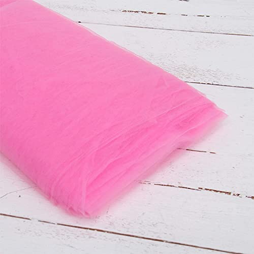 Image of Multi Purpose Solid Nylon Soft Net Combination Fabric - for Wedding, Parties, Costumes, and Decoration (16.4 x 4 Feet, Dark Pink)