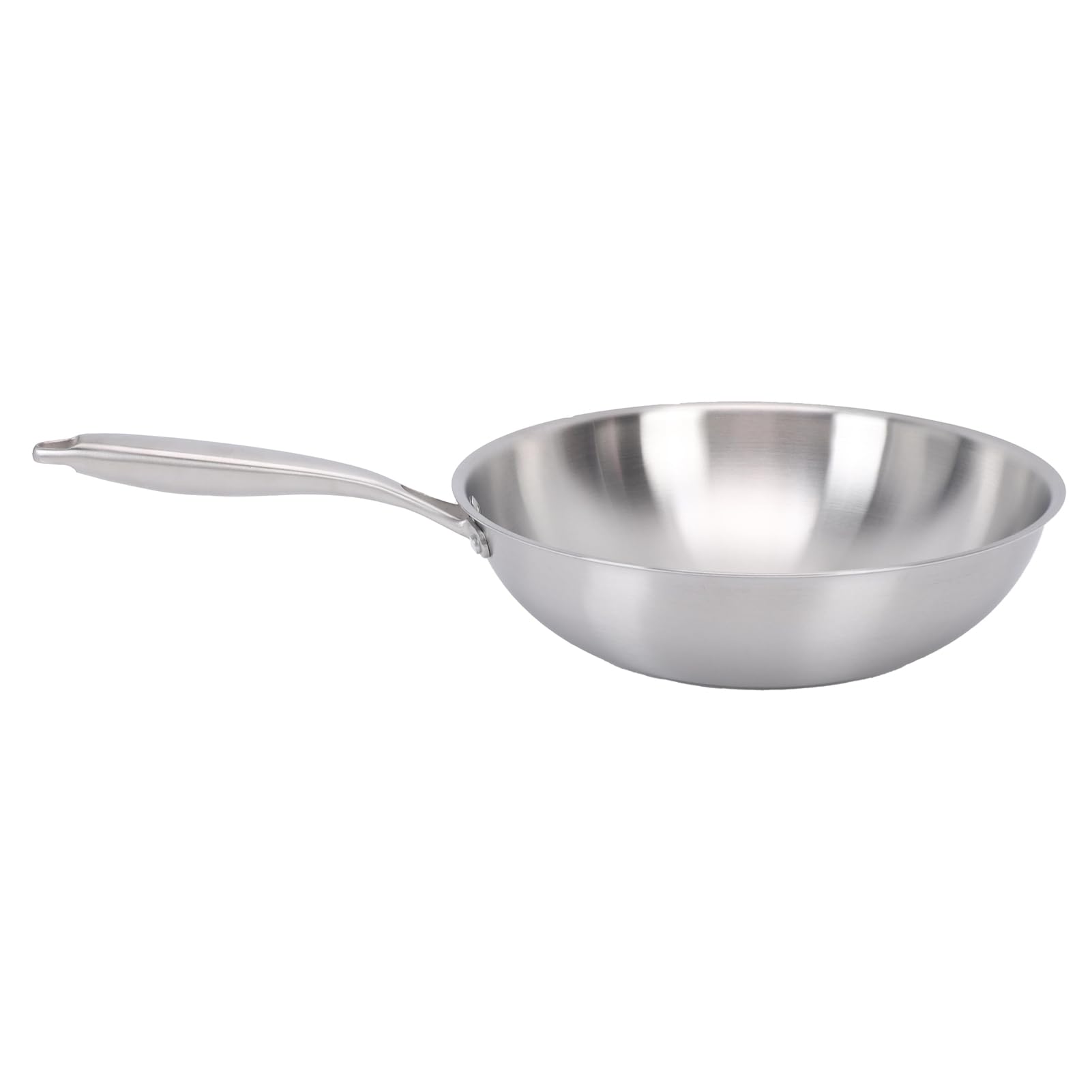 Qcwwy Wok, Utensilios de Cocina con Distribución Eficiente del Calor Sartén Wok de Fondo Plano Sartenes Antiadherentes de Acero Inoxidable Sartenes Antiadherentes Apto para (32CM)