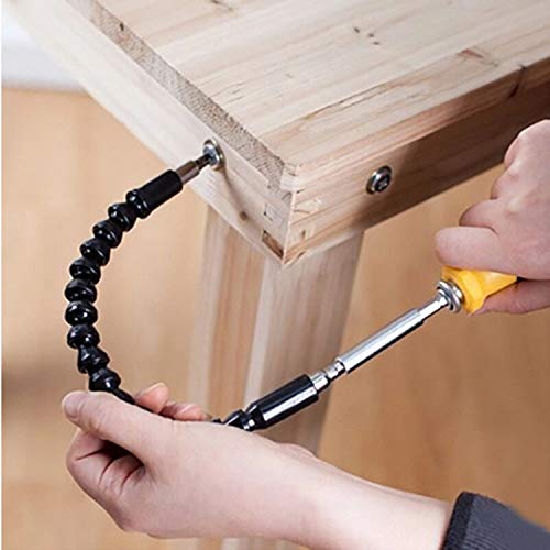 Flexible Soft Shaft Extension Drill, Flexible Extension Screwdriver Bit Holder, Easy Bendable Snake Driver Extender for Electrical Screwdriver or Hand Drill Multi-Angle Work (11.6 In)