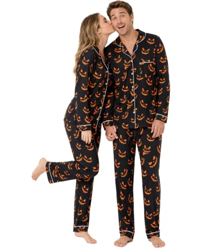 Image of RAISEVERN Couple Christmas Matching Pajamas Long Sleeve Pjs Set Sleepwear