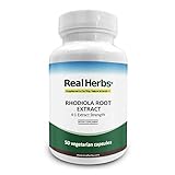 Real Herbs Rhodiola Rosea Extract - Derived from 2,800mg of Rodiola Rosea Root with 4:1 Pure Extract Strength - Essential Supplement to to promote physical/cognitive vitality - 50 Vegetarian Capsules