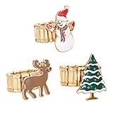 ANGLESJELL Christmas Rings Set for Women (Tree+Snowman+Deer, 6.5)