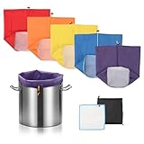 5-Gallon Mesh Filter Bags, 5 Pack Reusable Micron Bags with Pressing Screen & Storage Pouch, Fine Nylon Strainer Bag Set Bucket Filter for 5 Gallon Buckets (25 to 220 Micron) (5 Gallon)