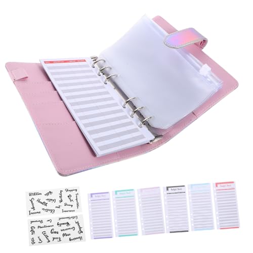 UTHCLO 活頁バインダー 透明ポケット付き 予算管理ノート 貯計画用 多目的現出納帳 携帯便利 家計簿ステッカー対応