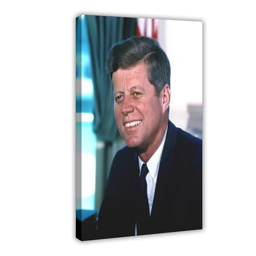 Portrait John F Kennedy impression sur toile grand format 61x91,4 cm cadre déco murale